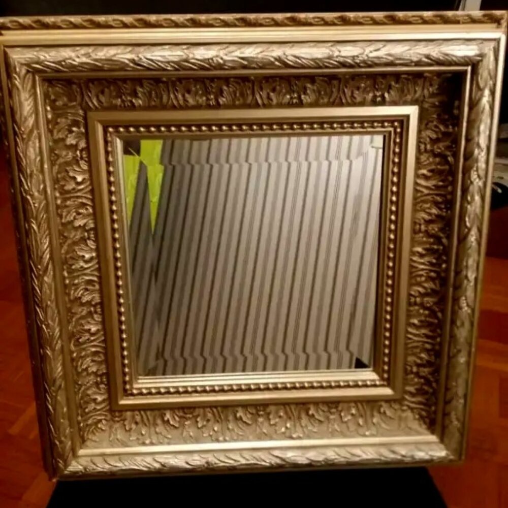 Wood Mirror Wall Gold-Silver Square Mirror for Decor (no shipping)